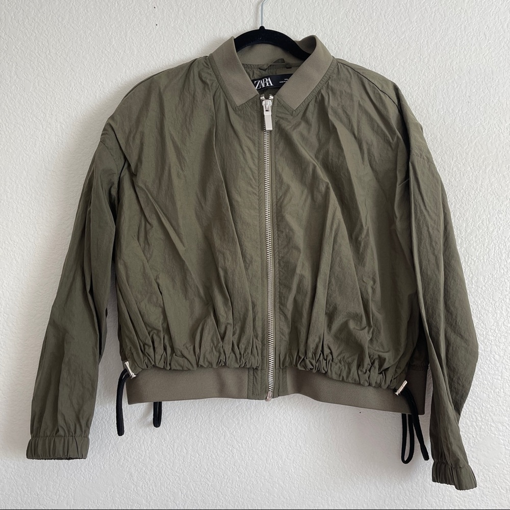 ZARA Green Bomber Jacket - Large